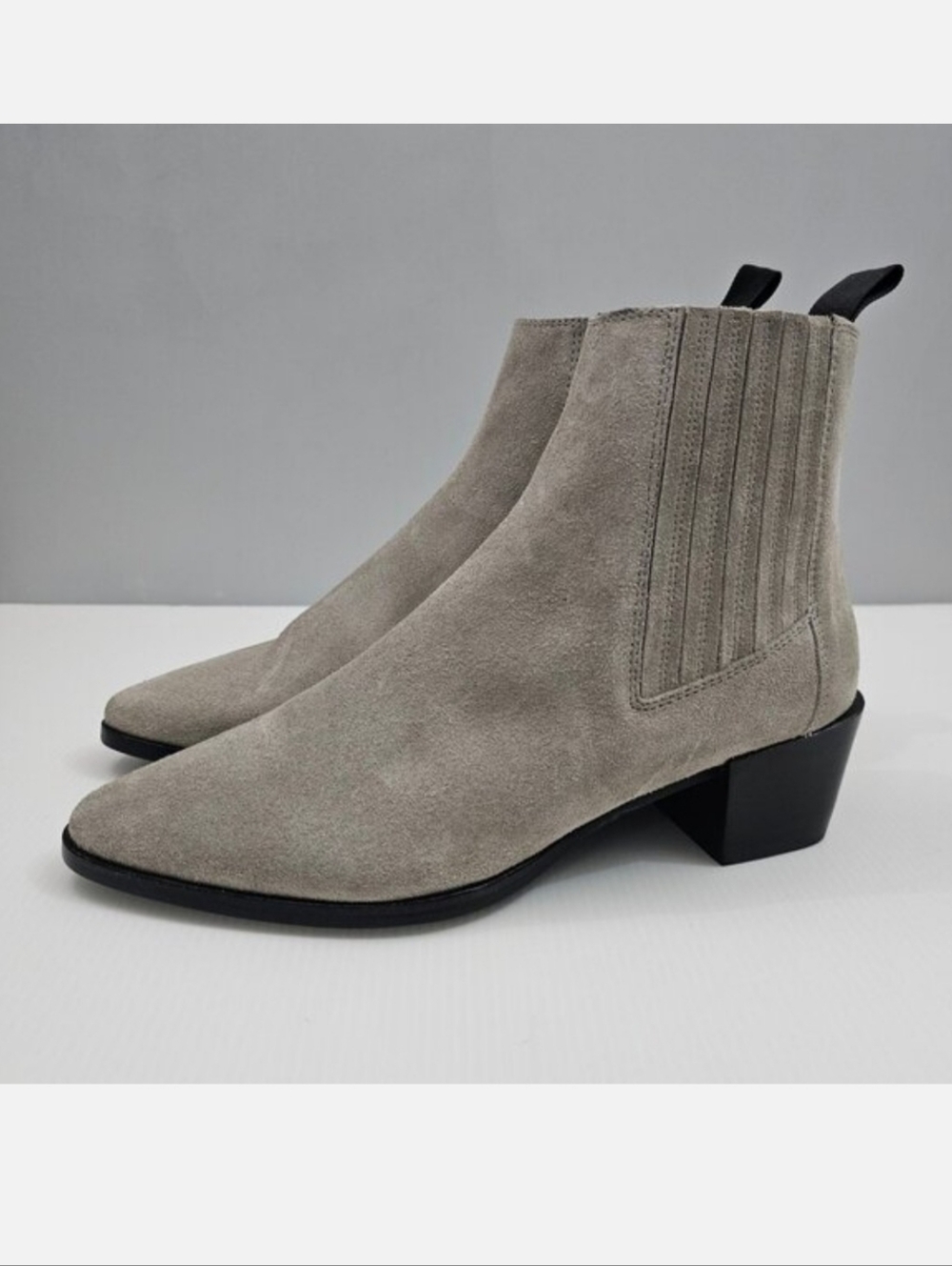 Rag & Bone Rover Chelsea Ankle Boot Womens EU 40 Cemento Gray Suede Block Heel
